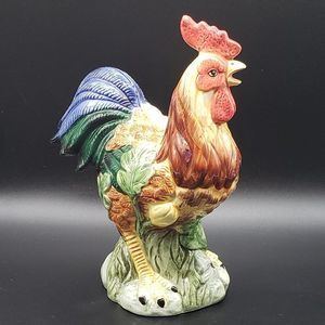 Vintage Large Ceramic Colourful Country Rooster Figurine